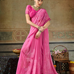 Pink Georgette Floral Printed Saree sedora couture