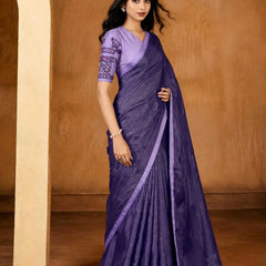 Lavender Georgette Solid Printed Saree sedora couture