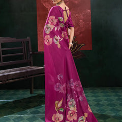 Purple Georgette Floral Printed Saree sedora couture