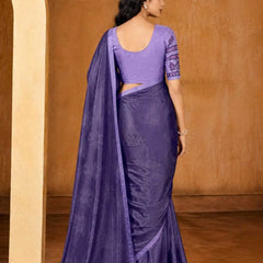 Lavender Georgette Solid Printed Saree sedora couture