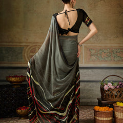 Black Georgette Abstract Printed Saree sedora couture