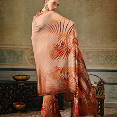 Peach Georgette Floral Printed Saree sedora couture