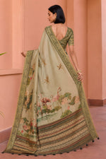 Beige Kanjivaram Floral Printed Saree sedora couture
