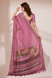 Pink Kanjivaram Floral Printed Saree sedora couture