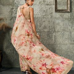 Beige Pure Weightless Floral Printed SareeA sedora couture