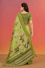 Green Kanjivaram Floral Printed Saree sedora couture