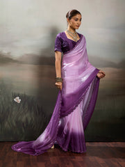 Pink Satin Plain Dyed Saree
