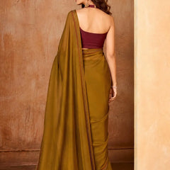 Golden Georgette Solid Printed Saree sedora couture