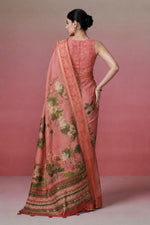 Rose Pink Kanjivaram Floral Printed Saree sedora couture