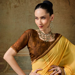 Mustard Georgette Floral Printed Saree sedora couture