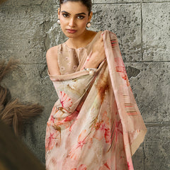 Beige Pure Weightless Floral Printed SareeA sedora couture