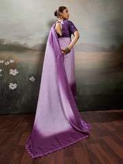 Pink Satin Plain Dyed Saree