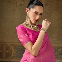 Pink Georgette Floral Printed Saree sedora couture