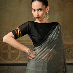 Black Georgette Abstract Printed Saree sedora couture