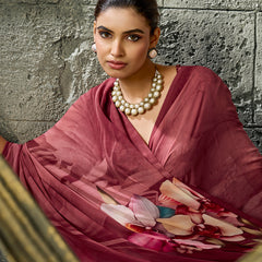 Maroon Pure Weightless Floral Printed Saree sedora couture