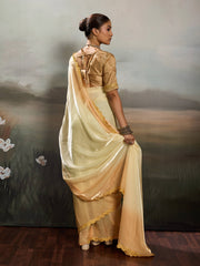 Yellow Satin Plain Dyed Saree sedora couture