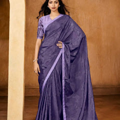 Lavender Georgette Solid Printed Saree sedora couture