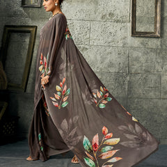 Grey Pure Weightless Floral Printed Saree sedora couture