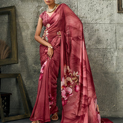 Maroon Pure Weightless Floral Printed Saree sedora couture