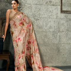 Beige Pure Weightless Floral Printed SareeA sedora couture