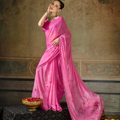 Pink Georgette Floral Printed Saree sedora couture