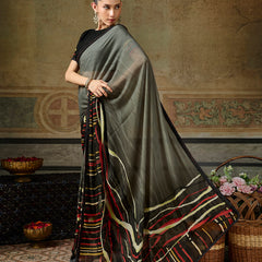 Black Georgette Abstract Printed Saree sedora couture