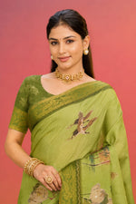 Green Kanjivaram Floral Printed Saree sedora couture