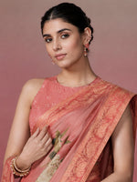 Rose Pink Kanjivaram Floral Printed Saree sedora couture