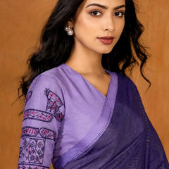 Lavender Georgette Solid Printed Saree sedora couture