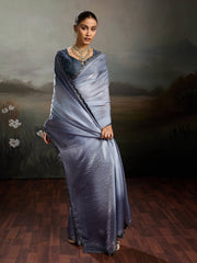Grey Satin Plain Dyed Saree
