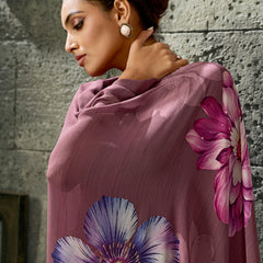 Dusty Purple Georgette Floral Saree sedora couture