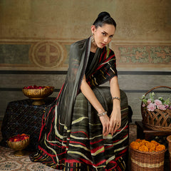 Black Georgette Abstract Printed Saree sedora couture
