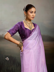 Pink Satin Plain Dyed Saree