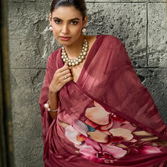Maroon Pure Weightless Floral Printed Saree sedora couture