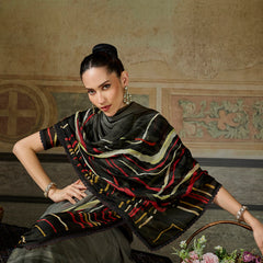Black Georgette Abstract Printed Saree sedora couture
