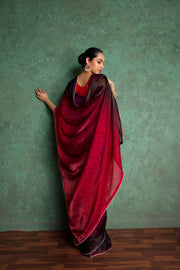 Luxe Red Saree with Artistic Embroidery