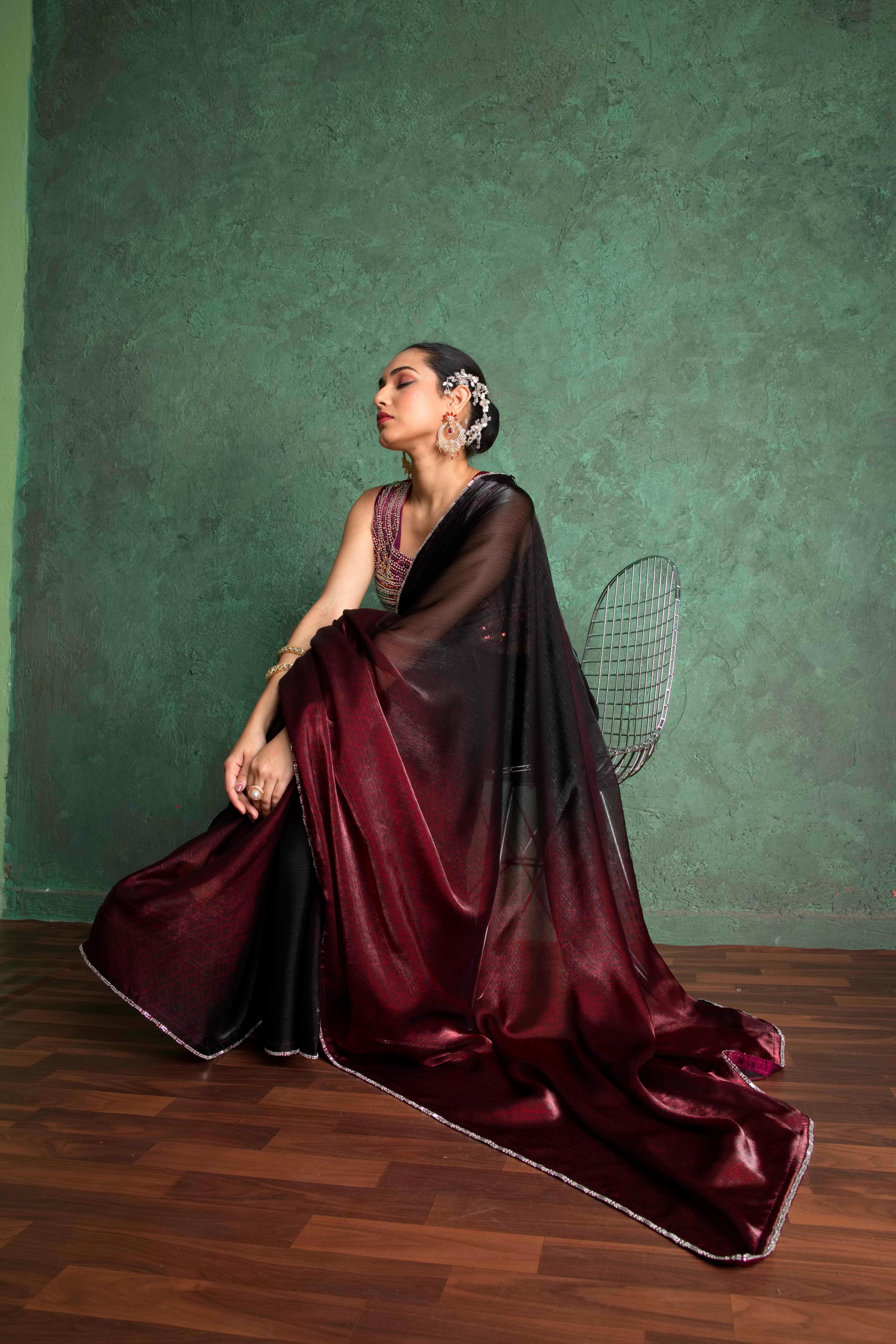 Elegant Red Saree with Embroidered Border