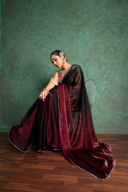 Elegant Red Saree with Embroidered Border