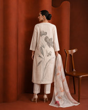 Cream Cotton Bead Work Kurta Set sedora couture