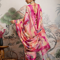 Pink Moss Zari Printed Saree with Casab Zari Border sedoracouture