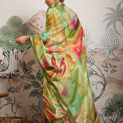 Green Moss Zari Printed Saree with Casab Zari Border sedoracouture