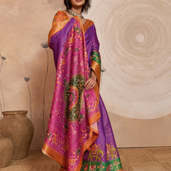 Purple Kanjivaram Figure Printed Saree sedora couture