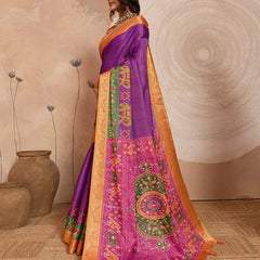 Purple Kanjivaram Figure Printed Saree sedora couture