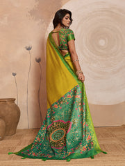 Yellow Kanjivaram Figure Printed Saree