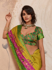 Yellow Kanjivaram Figure Printed Saree