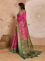 Pink Kanjivaram Figure Printed Saree