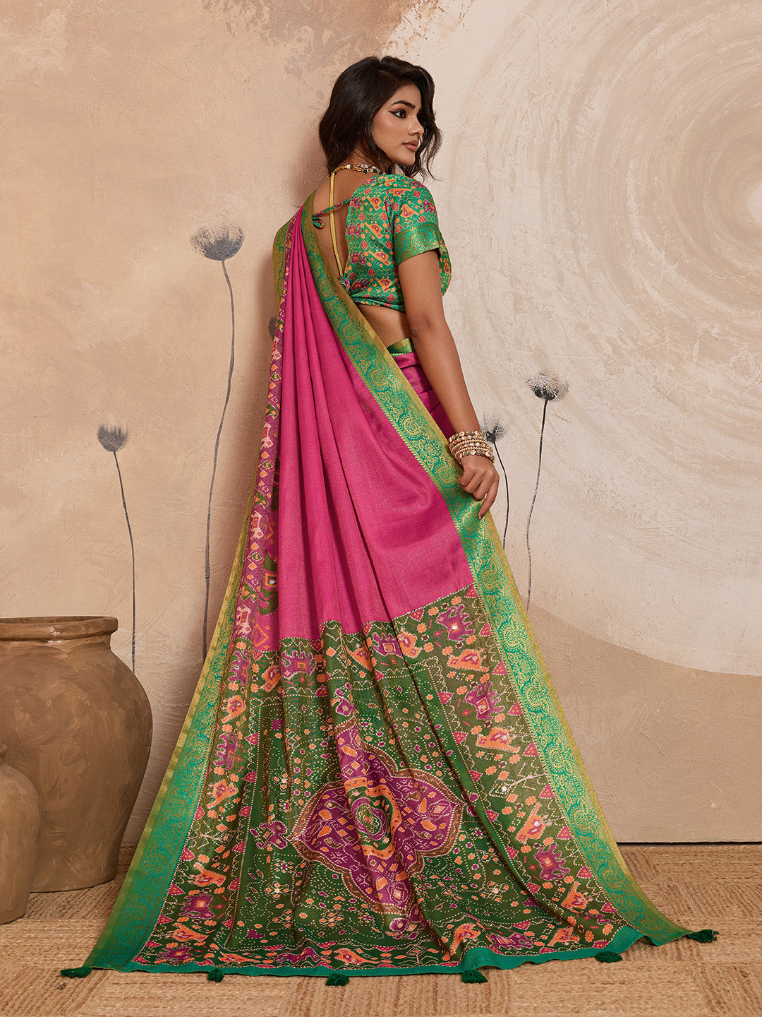 Pink Kanjivaram Figure Printed Saree sedora couture