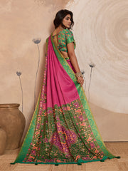 Pink Kanjivaram Figure Printed Saree