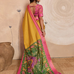 Mustard Kanjivaram Figure Printed Saree sedora couture