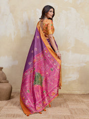 Purple Kanjivaram Figure Printed Saree